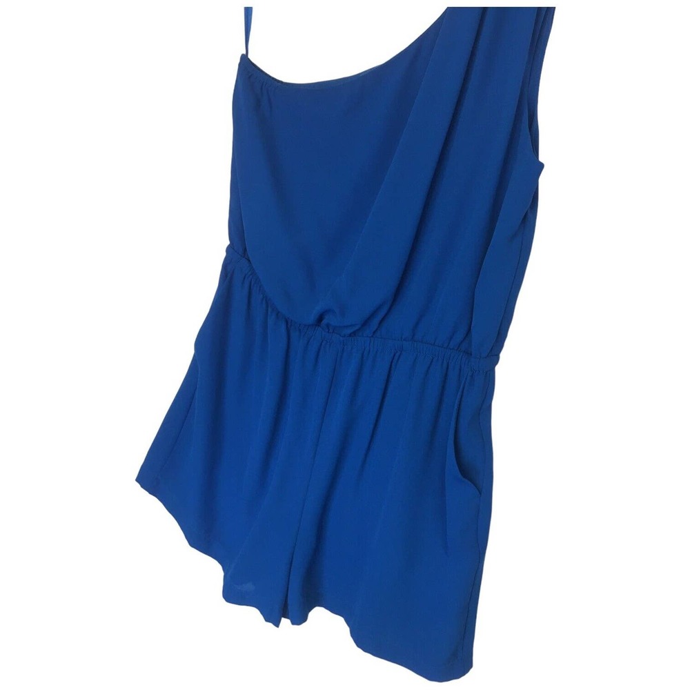 Naked Zebra Womens Medium Romper One Shoulder Dressy Shorts Pockets Blue - Picture 4 of 12